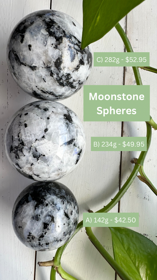 Rainbow Moonstone Spheres