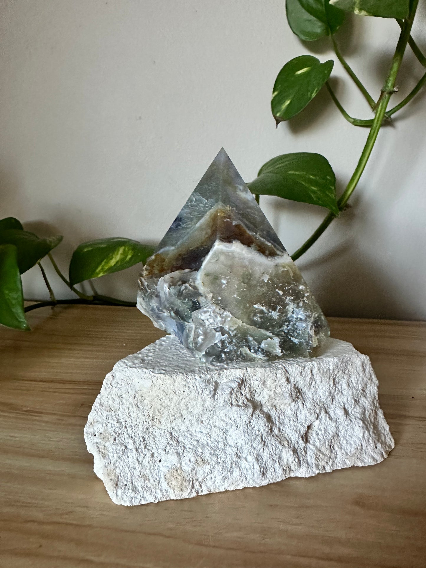 Moss Agate Half Polish & Half Raw Point ~ Emotional Balance - Positivity - New Beginnings