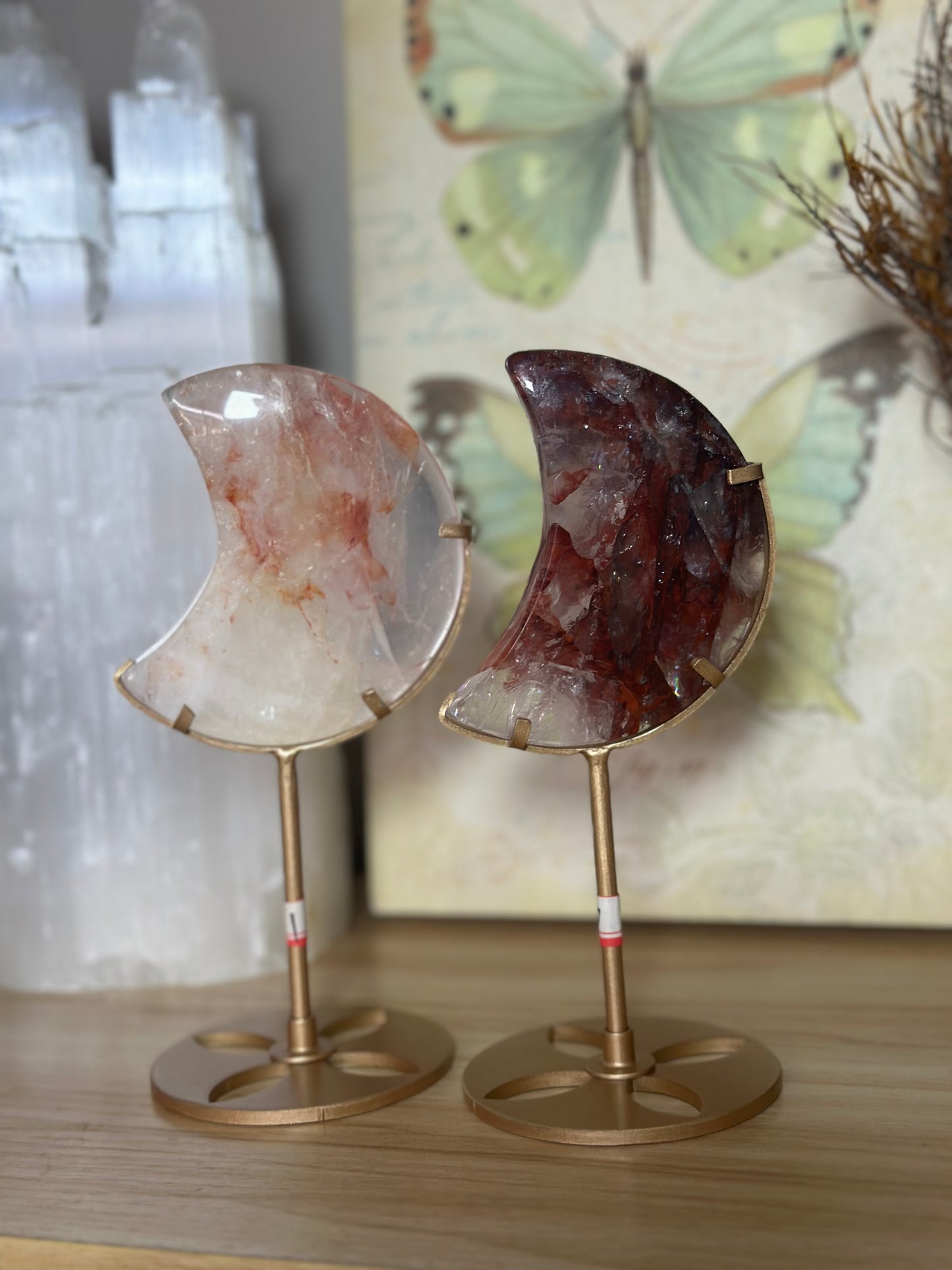 Fire Quartz Moons on stand