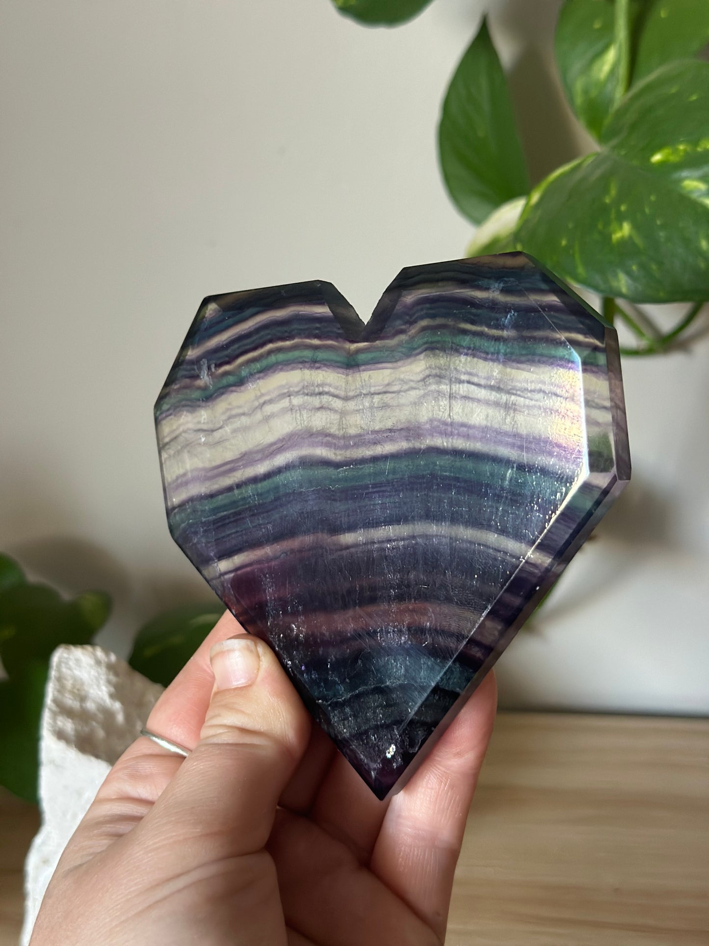 Faceted Fluorite Heart ~ Inner Confidence ~ Focus ~ Concertation