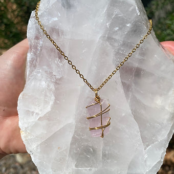 Kunzite Gold Necklace ~ Release - Heals Mind and Heart - Empathy