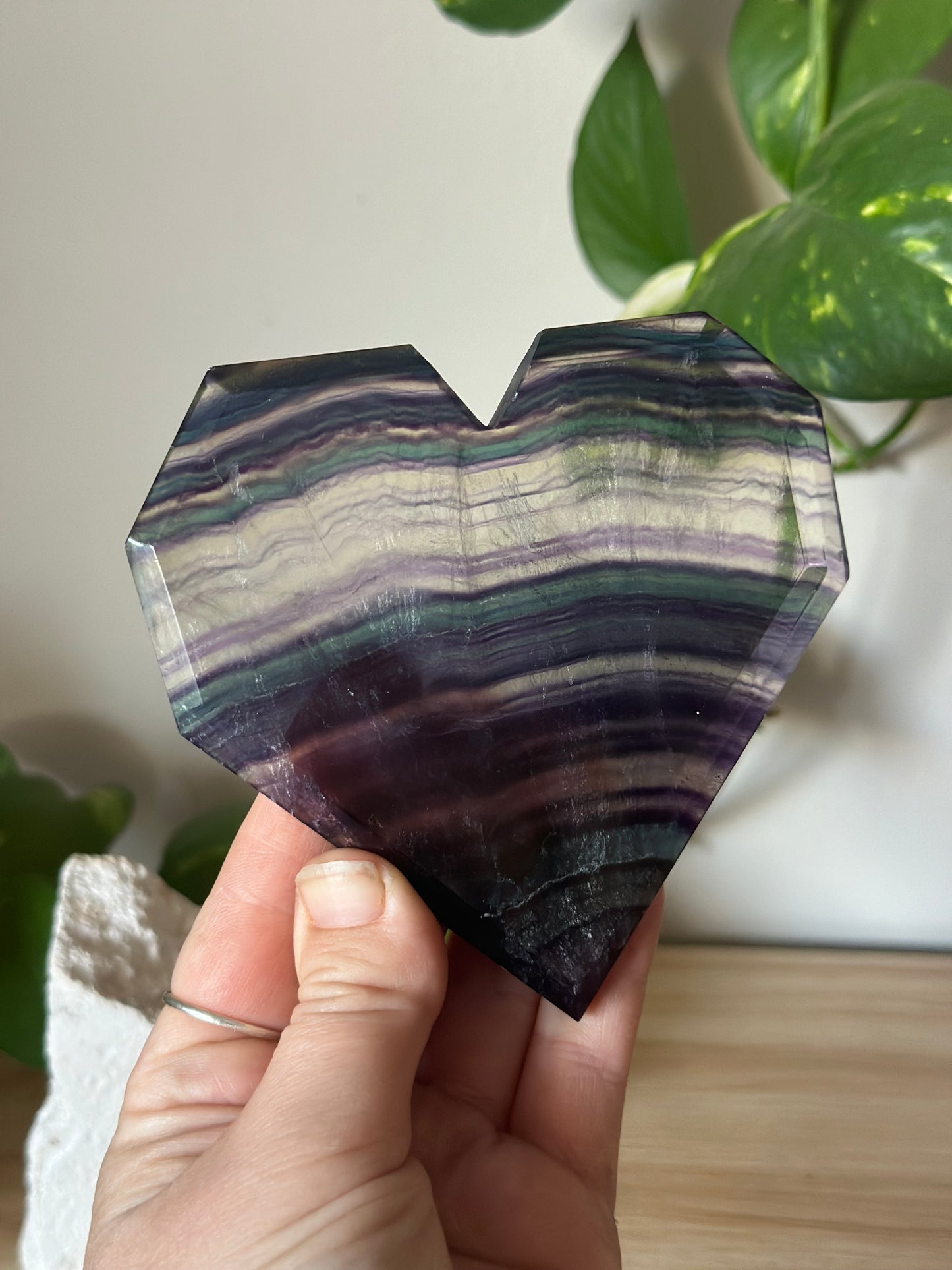 Faceted Fluorite Heart ~ Inner Confidence ~ Focus ~ Concertation