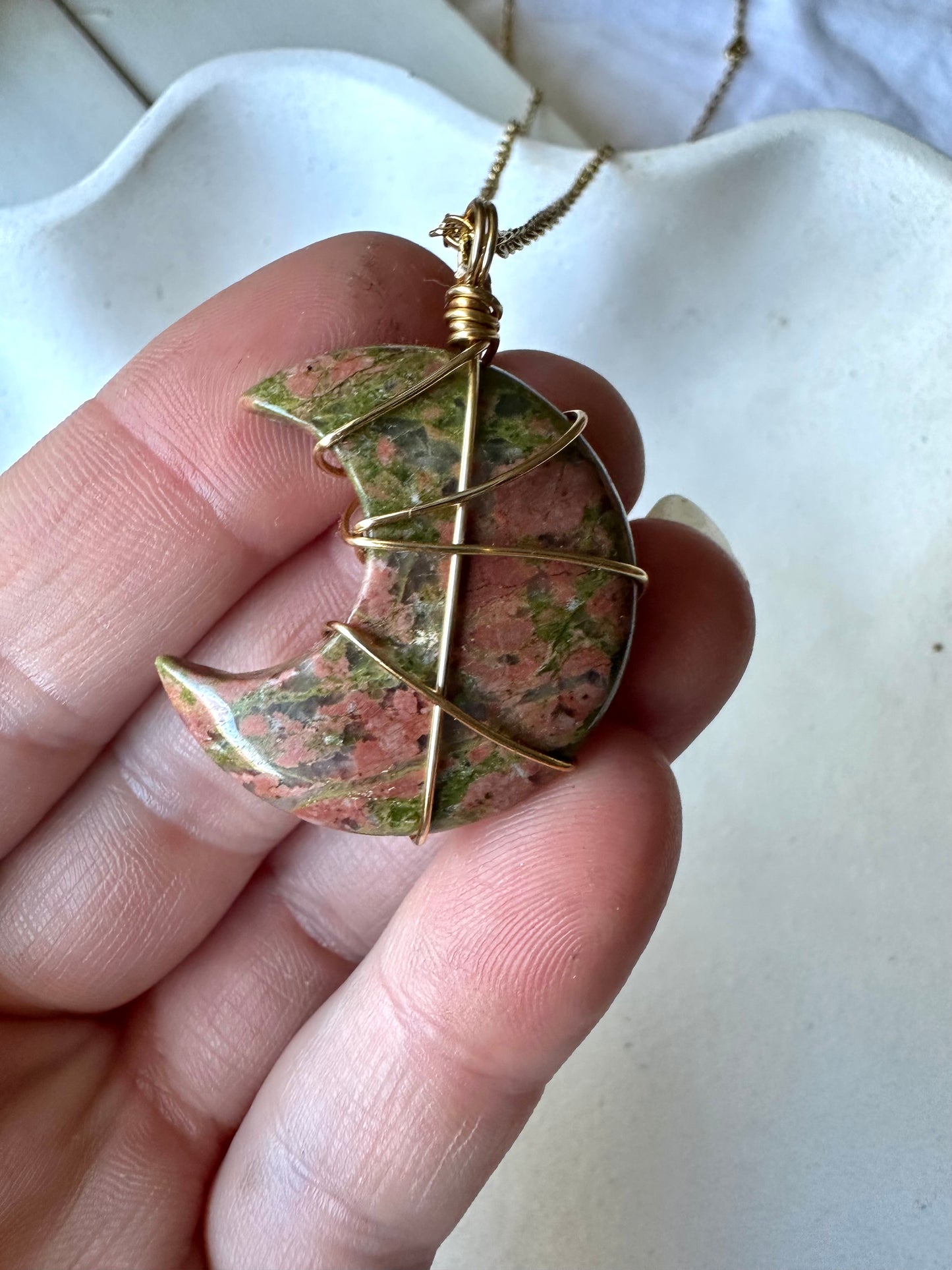 Mini Moon + Pyrite Necklaces