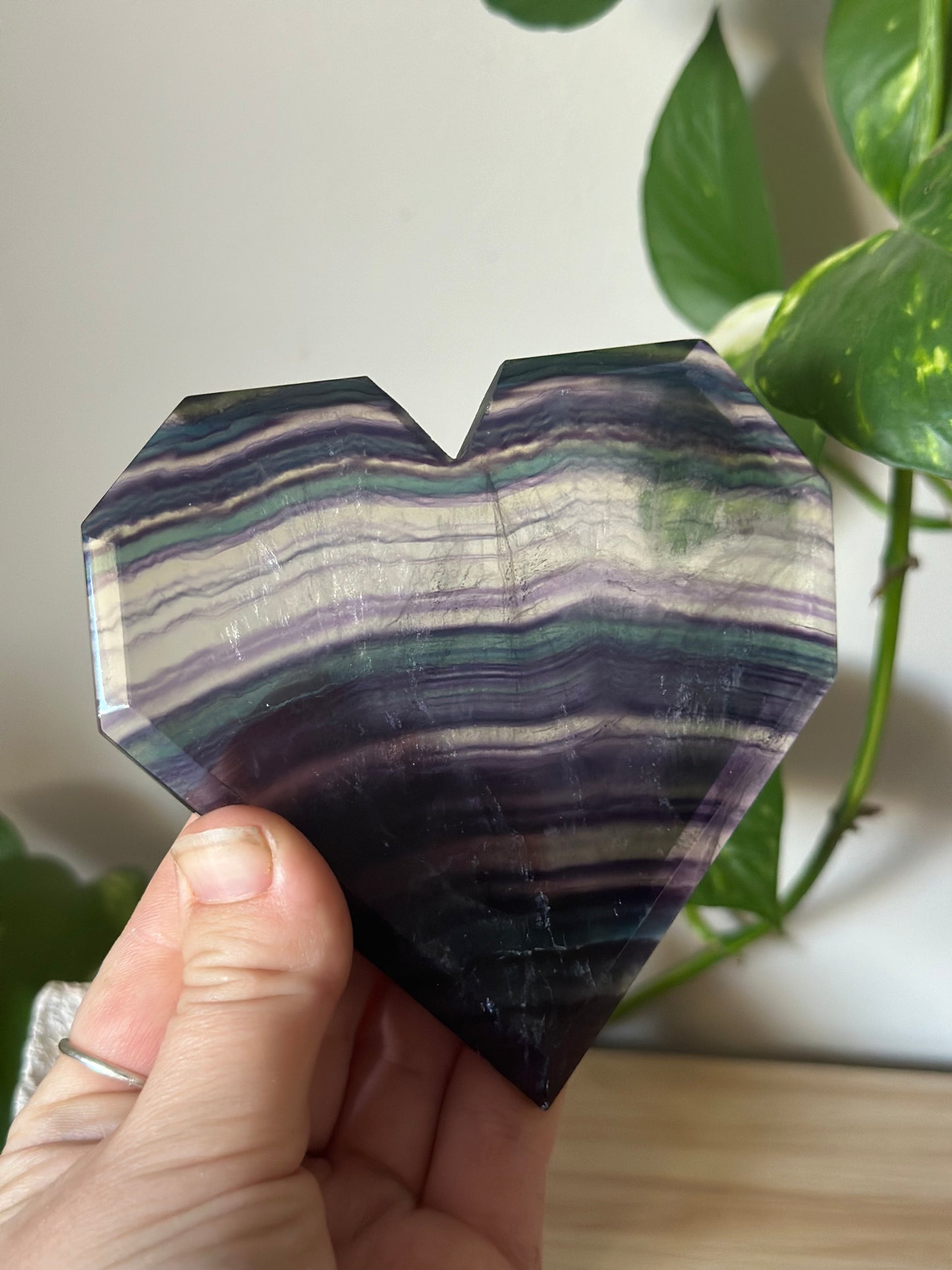 Faceted Fluorite Heart ~ Inner Confidence ~ Focus ~ Concertation